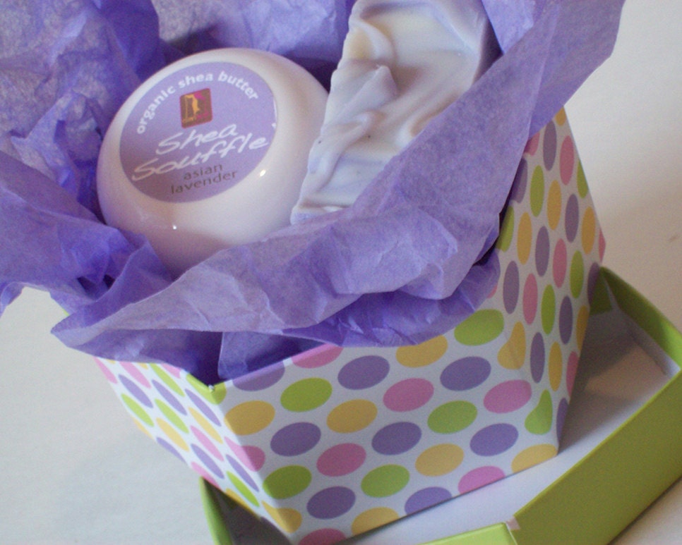 Lavender Organic Shea Souffle and Soap Gift Set--Birthday Graduation Gifts-Bath and Beauty