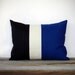 Cobalt Colorblock Stripe Pillow in Cream and Black Linen by JillianReneDecor - Black and White - Indigo Blue Striped Trio