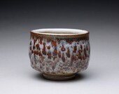 ceramic bowl, pottery tea bowl with iron stain and shino glazes