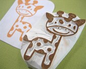 Giraffe Rubber Stamp Hand Carved Animal