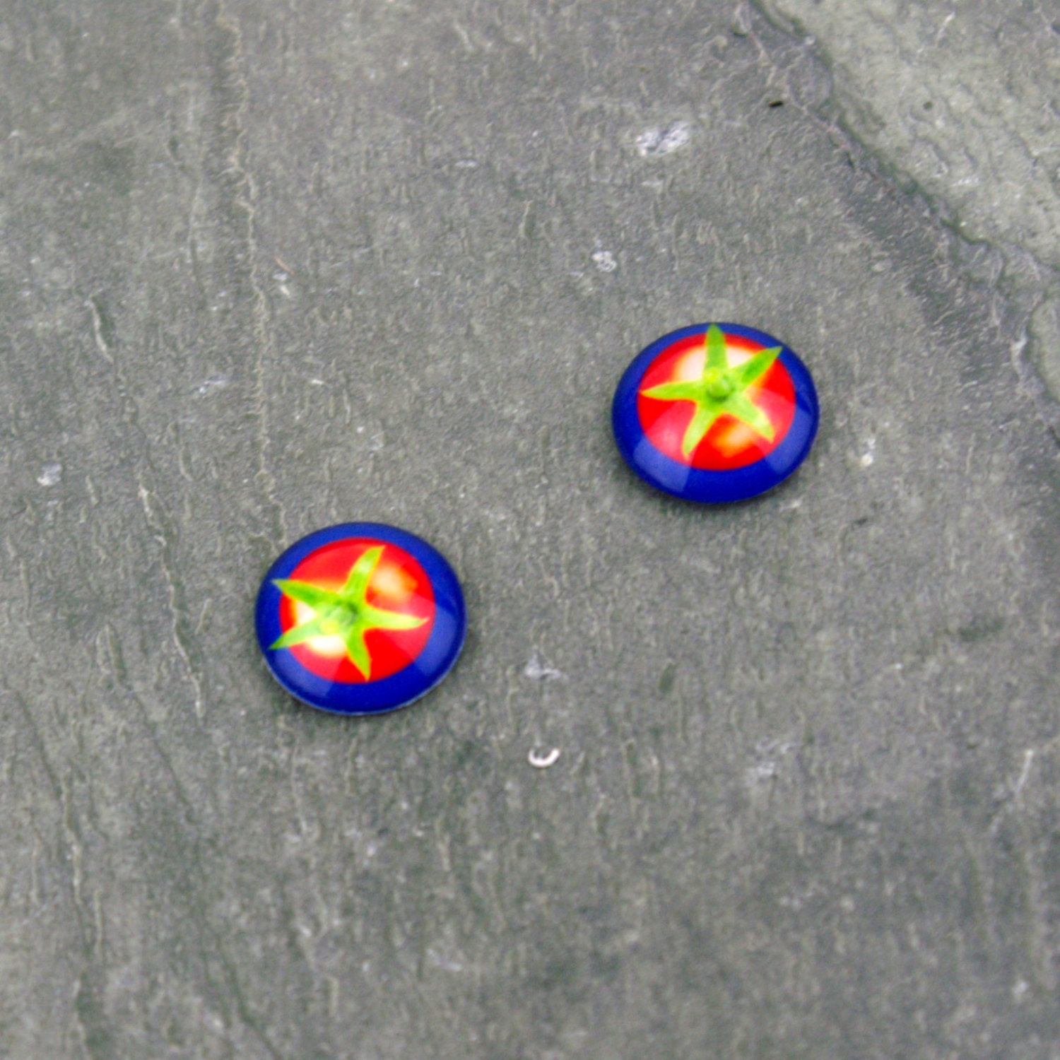 Tomato Handmade Glass Cabochon 12mm GH44(10pcs)