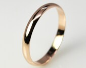 14K Rose Gold 3mm by 1mm Half Round Classic Style Wedding Band, Unisex Recycled Gold Ring, Sea Babe Jewelry