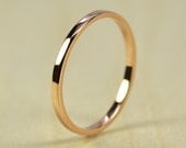 Rose Gold Wedding Band, Skinny Stacking Ring 1.5mm by 1mm Squared Edge, Recycled Eco Friendly, 14K Gold, sizes 6.25-9, Sea Babe Jewelry