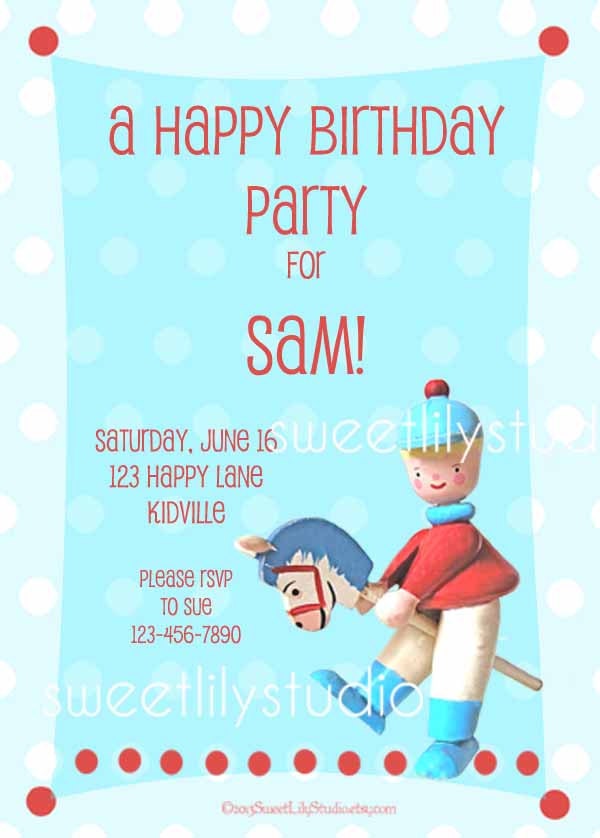 Vintage Irmi Toy Pony Shower or Birthday Invitation Customized Printable Digital File