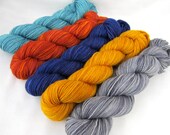 Hand Dyed Sock Yarn, Pebble Sock, Superwash Merino - Surf Hoodie Halfsies
