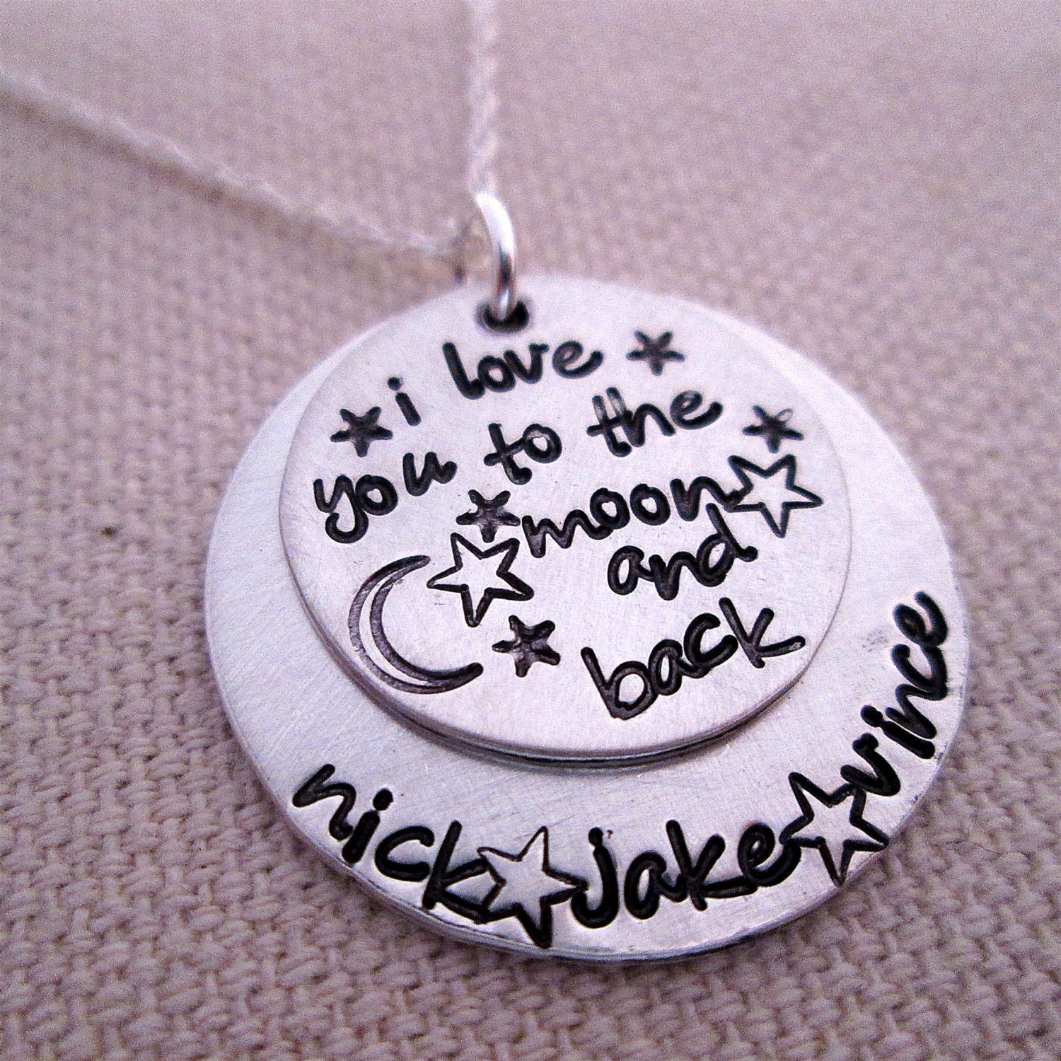 Mothers Necklace - I Love You to the Moon and Back - Mommy Necklace