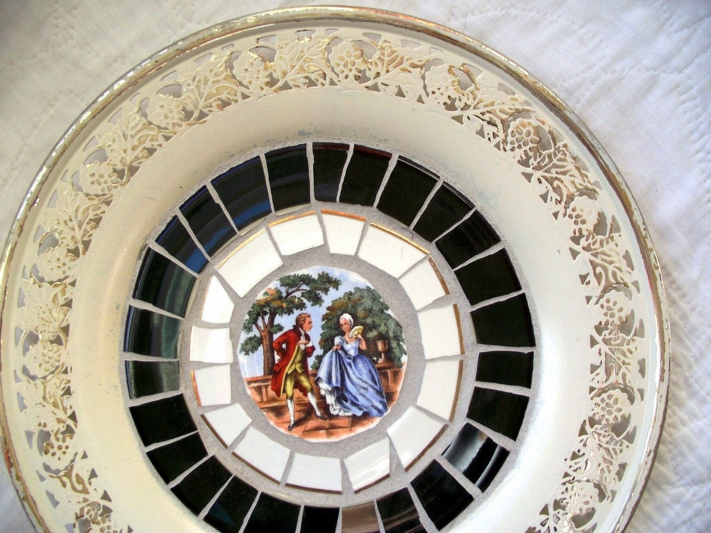 French Colonial Broken China Mosaic Tray