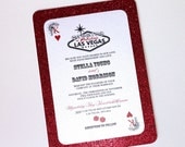 Stella Las Vegas Wedding Invitation Sample - Flat - Red Glitter and White metallic cardstock