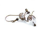 Crystal Drop Earrings, Handmade Vintage Style Lucite Crystal Beads & Vintaj Brass Earrings, Fashion Jewellery - Last Pair