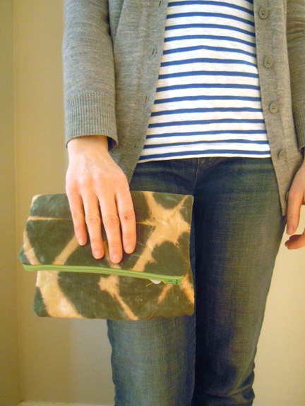 Large hand-dyed zipper pouch