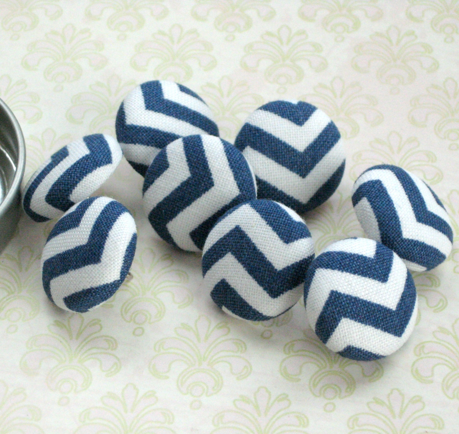 Chevron in Navy . . .Tack Pack of 8. Fabric Push Pins. Teacher Graduation Gift