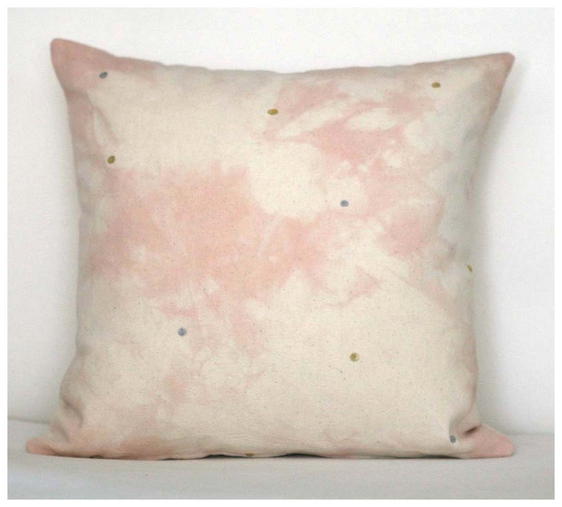 Dots Blush Hand Dyed Pillow with Silver and Gold painted Dots