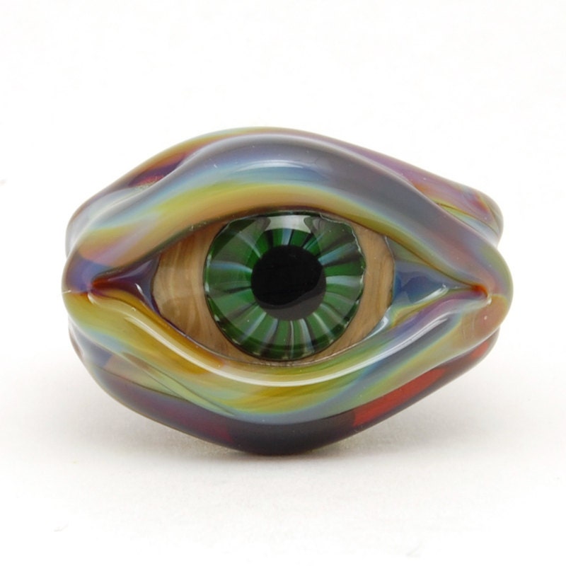 3 Sided Evil Eye Glass Lampwork Bead, Handmade Jewelry Supplies, Craft Supplies, OOAK, SRA