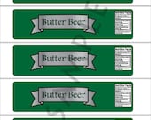 Slytherin/Harry Potter Inspire/Snake Green, Silver Theme Birthday small Water Bottle Label-House Green Witch, Wizard, boy, girl- Digital