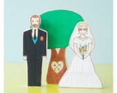 Custom Wedding Cake Topper Couple- Bride/Groom, Brides, or Grooms with Personalized Sweet Heart Tree