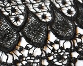 Antique Black Schiffli Chemical Lace Venice Victorian Mourning Flapper 1920s Edwardian Wide