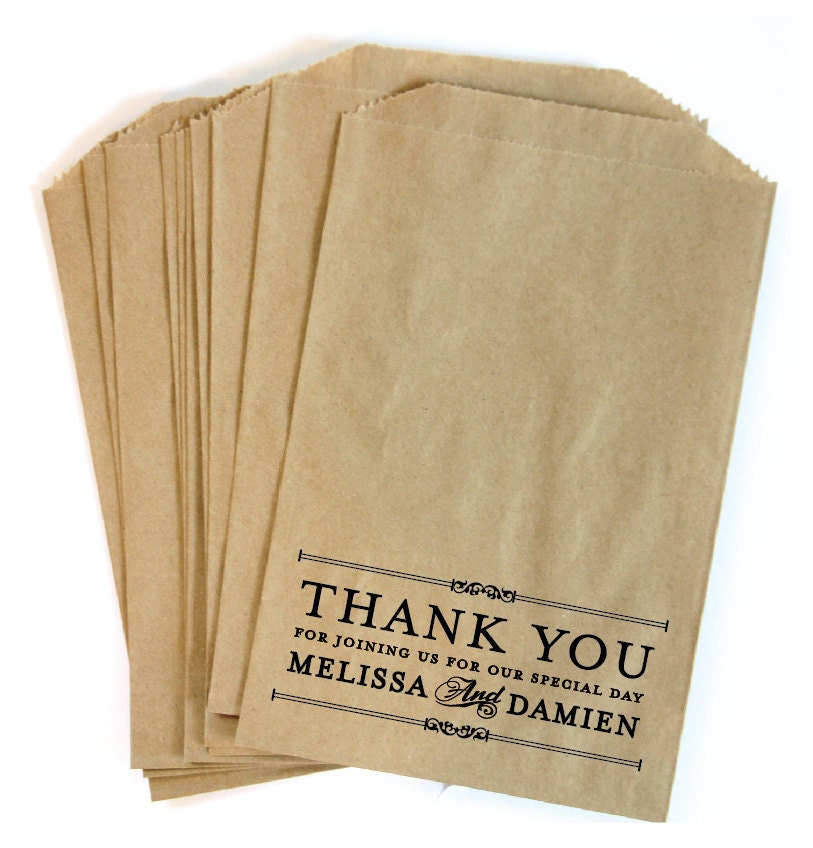 Vintage Poster Style Antique Edwardian Victorian Wedding Kraft Candy Bags Favor Bags Treat Bags