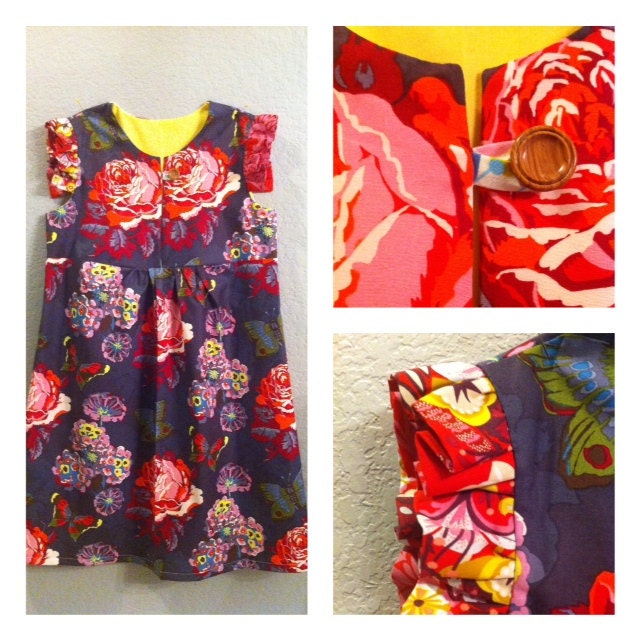 Team Spirit Dress in Anna Maria Horner floral fabric collage