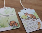 Rude squirrel and mouse - gift tags from recycled materials