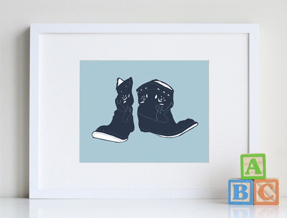 Cowboy Boots 8 x 10 art print, western nursery decor, Modern Nursery Wall Art - pick your colors