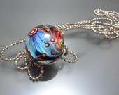Melanie Moertel Lampwork Beads - Rainbow marble bead incl 2mm ball chain