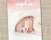 photo birth announcement baby boy or girl -watercolor.