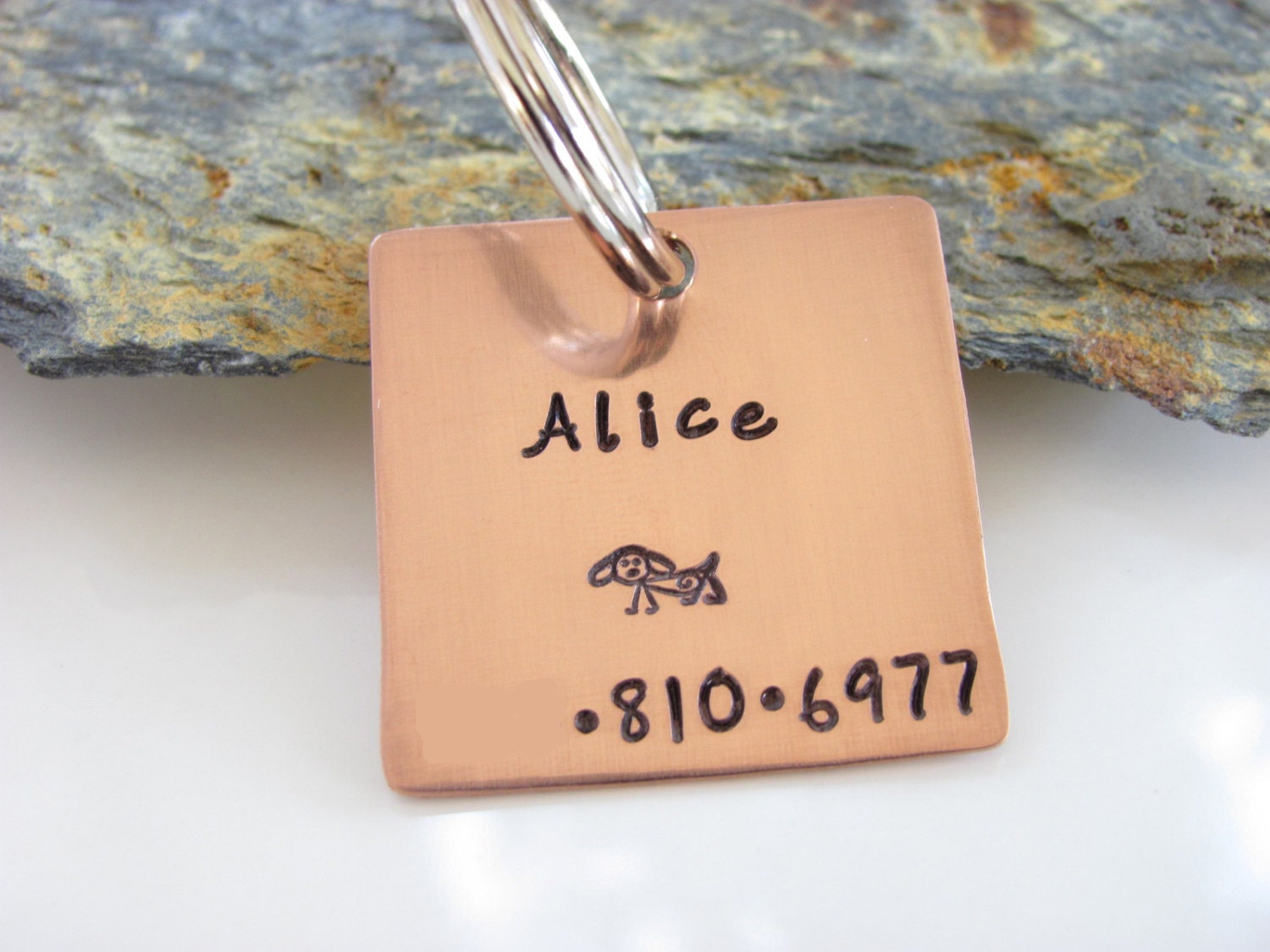 Pet ID Tag, Hand Stamped, Copper - I am not SQUARE - Custom - Square