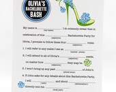 Bachelorette or Bridal Shower Mad Libs PDF FILE Print Yourself You Pick the Colors