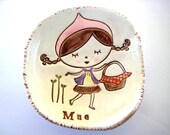 Girl with Picnic Basket Dish Personalized with Name