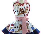 Retro Apron - Patriotic Hunks Sexy Womans Aprons - Vintage Apron Style - Red White Blue Pin up Rockabilly Cosplay Lolita