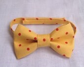 Bright Yellow and Red Polka Dot Adjustable Child's Bow Tie Size Toddler to Young Adult