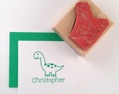 Dinosaur Brontosaurus Personalized Rubber Stamp