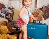 Baby Girl Sunsuit Romper Bubble with Ruffles - Cottage Garden Blue