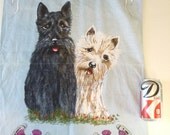 vintage Scotty Dog linen dish towel