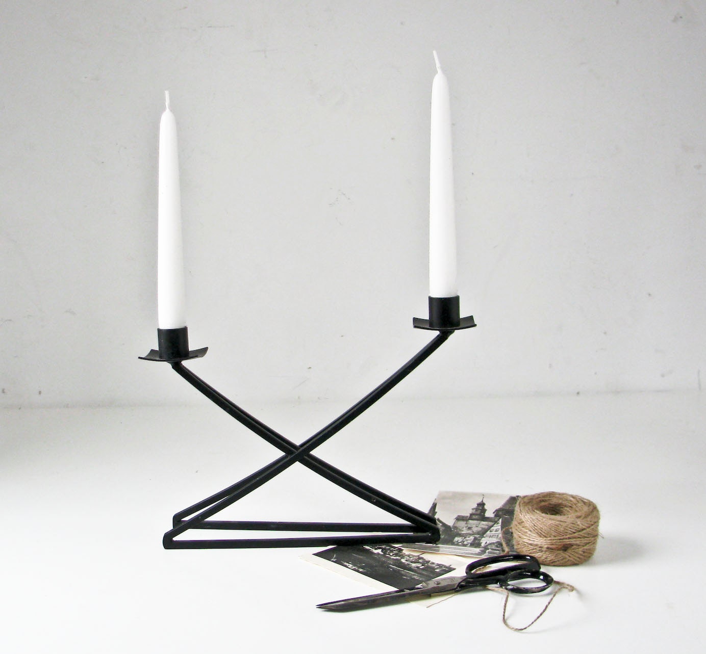 Mid Century Modern Candle Holder - Industrial Chic