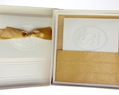 Royal Stripes - Wedding Invitations - Gold Boxed Invites - Gold  Invites -  Urban Wedding - Embossed monogram   Set of  50