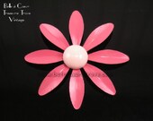Pink Enamel Daisy Flower Pin Vintage Mod