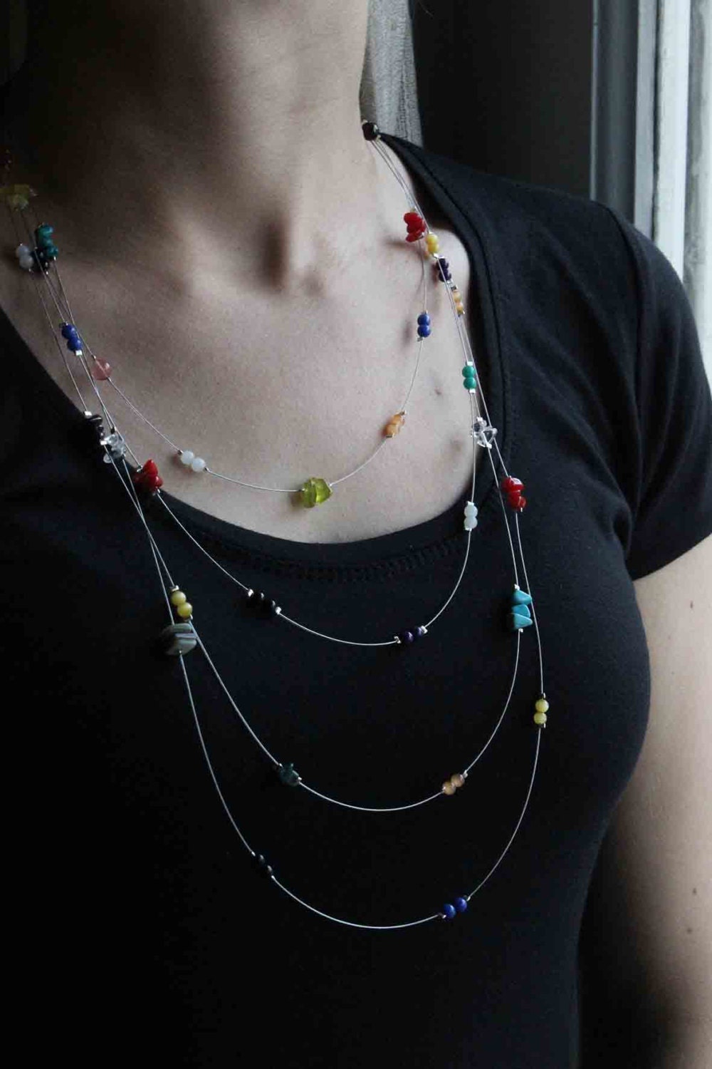 Multicolour Necklace, colorful gems, Perfect for Spring Summer Autumn Winter, Colorful, Fresh Vibrant colors, To wear all day
