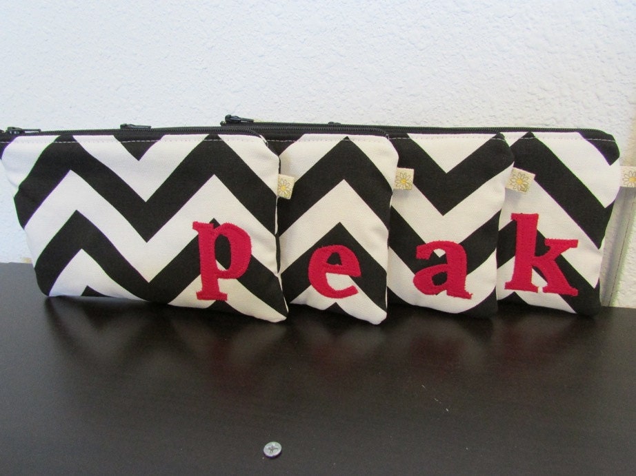 Small Cosmetic Case - Change Purse - Monogrammed with Lowercase Letter - Bridesmaid Bags - Wedding Present - Custom Order