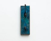 Wall Coat Handmade Paper Purse Hook Blue Mosaic Stained Glass Reclaimed Wood