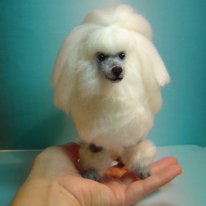Custom Pet Portrait Poodle doll soft sculpture felted dog art