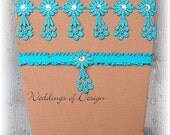 Wedding Garter Set MALIBU Blue Rhinestones Keepsake Toss LACE Something Blue
