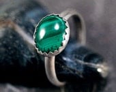 Malachite and Sterling Silver Ring - Size 6.5