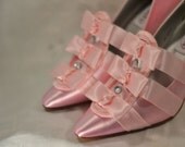 Princess Marie Antoinette Pink Ruffle Bow Heels