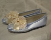 Marie Antoinette Child's Blue & Ivory Lace Ballet Flats