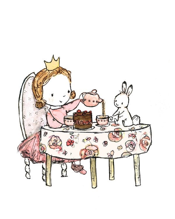 Royal Tea Party -- 8x10 Archival Print -- Children's Art