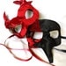 RESERVED - Pair of Custom Masquerade Steampunk Goblin Masks in Black and Red
