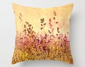 Abstract Home Decor Photograph, Throw Pillow Cover, mustard, pink, nature, floral, summer Mustard Grasses