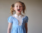 1950s Country blue Swiss Dot dress, size 3t/4t
