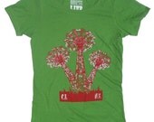 Women's Coney Island T-shirt, Parachute Jump in Green Organic Scoop Neck - S, M, L, XL
